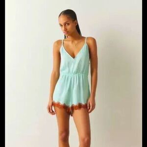 Urban Outfitters Out From Under Juliette Lacy Satin Sleeveless Romper SZ M